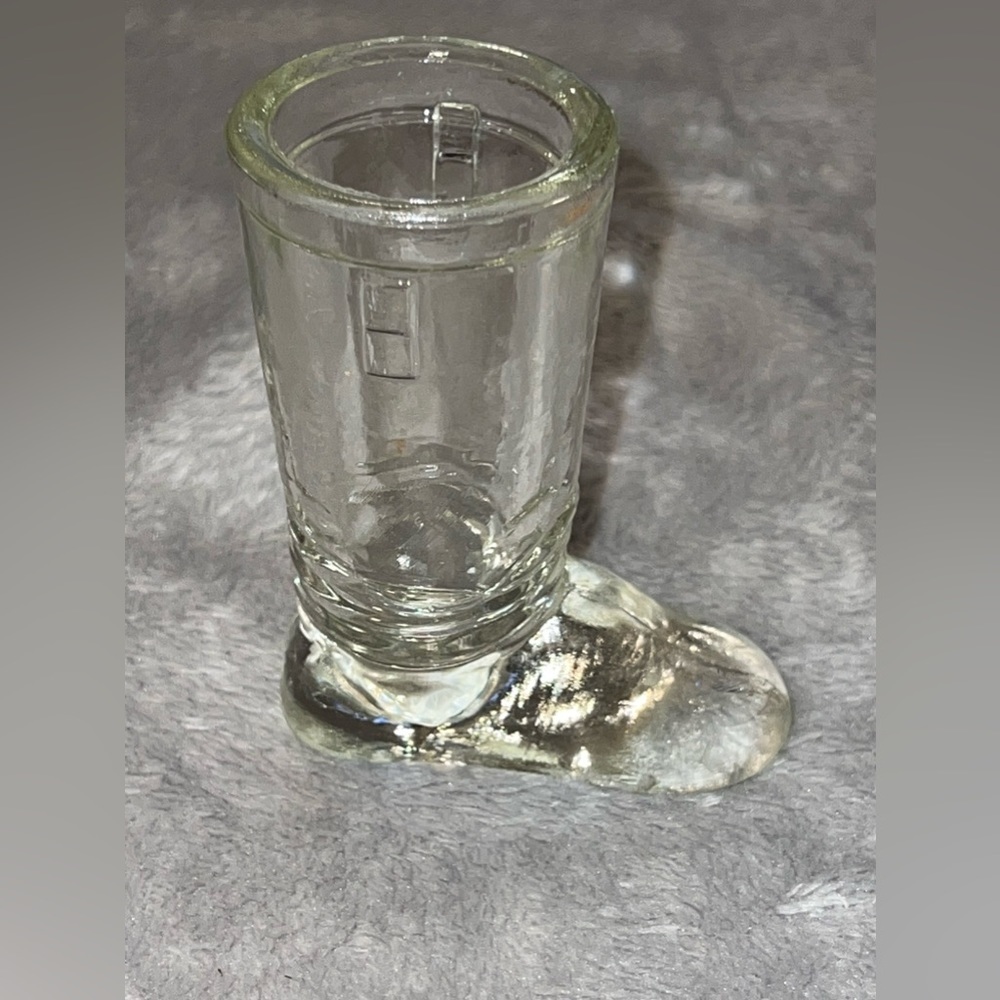 Vintage Western Riding Boot Clear Shot Glass Heavy Solid Toe
